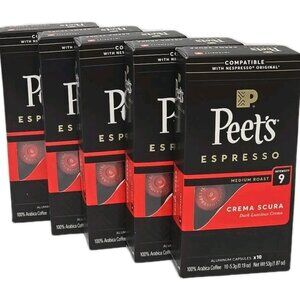 Peet's Coffee Medium Roast Espresso Capsules Crema Scura Intensity 9 50-COUNT